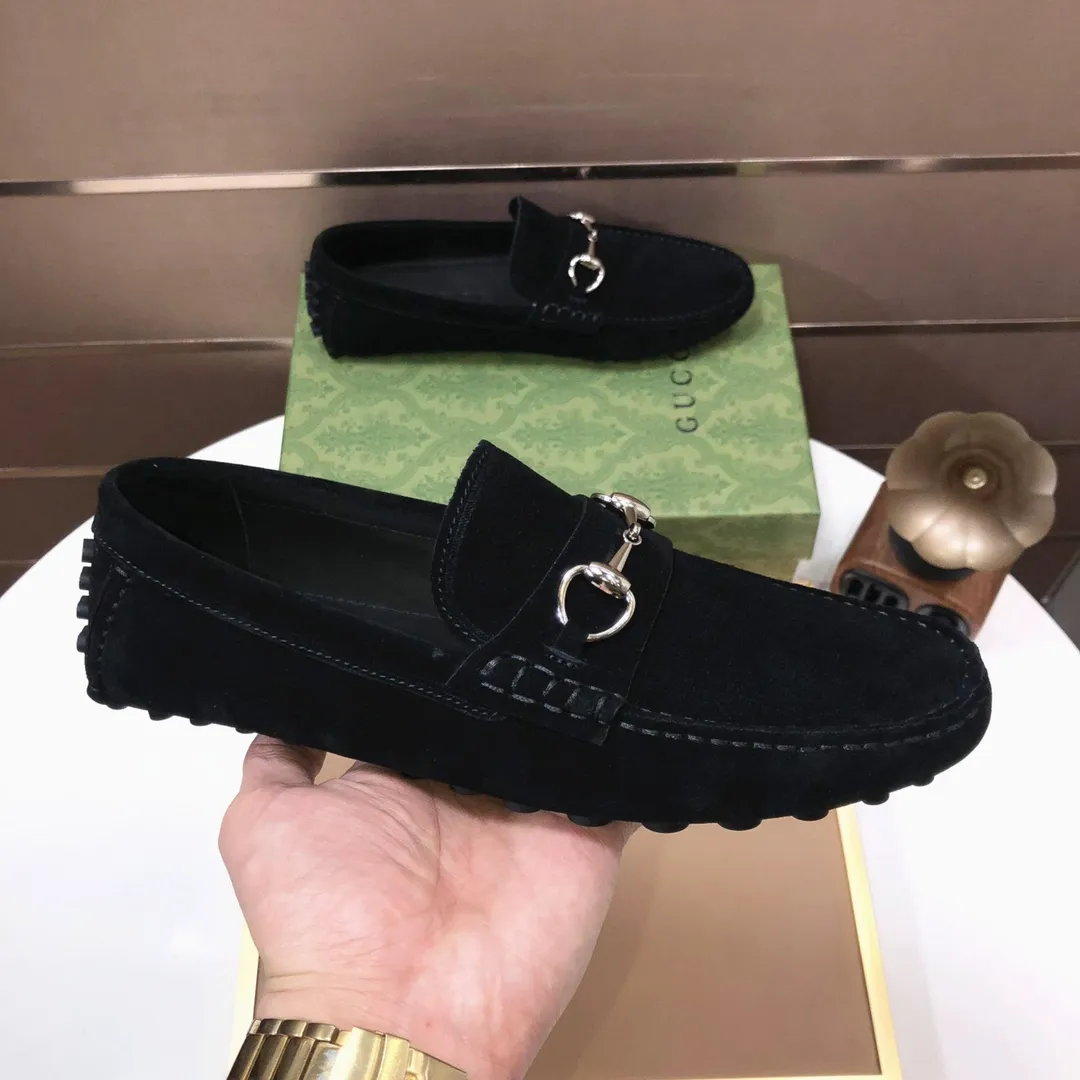Men's Men's Shoes💰420💰[Gucci GUCCI] (High-end Niuli) New 🍀Gucci*-Gucci Peas Shoes! Made of imported original cowhide, the inner top layer is comfortable cowhide lining! Original wear-resistant rubber outsole! High quality products! Code number 38-44!